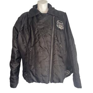 Vintage Y2K Baby Phat by Kimora Lee Simmons Women's Size 2X Black Zip Up Jacket